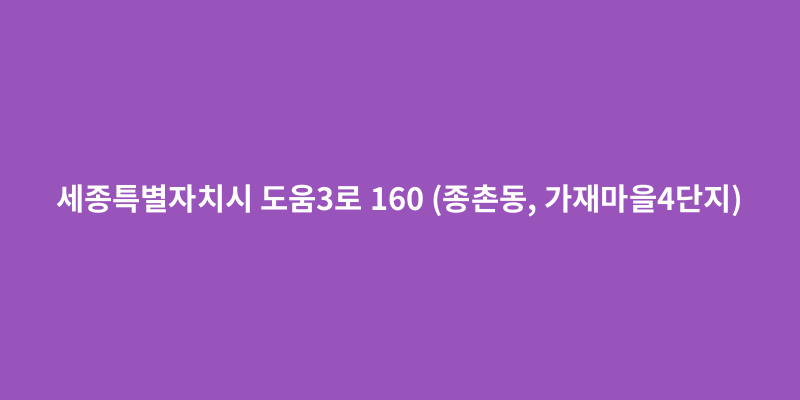 세종특별자치시 도움3로 160 도로명주소 안내 이미지